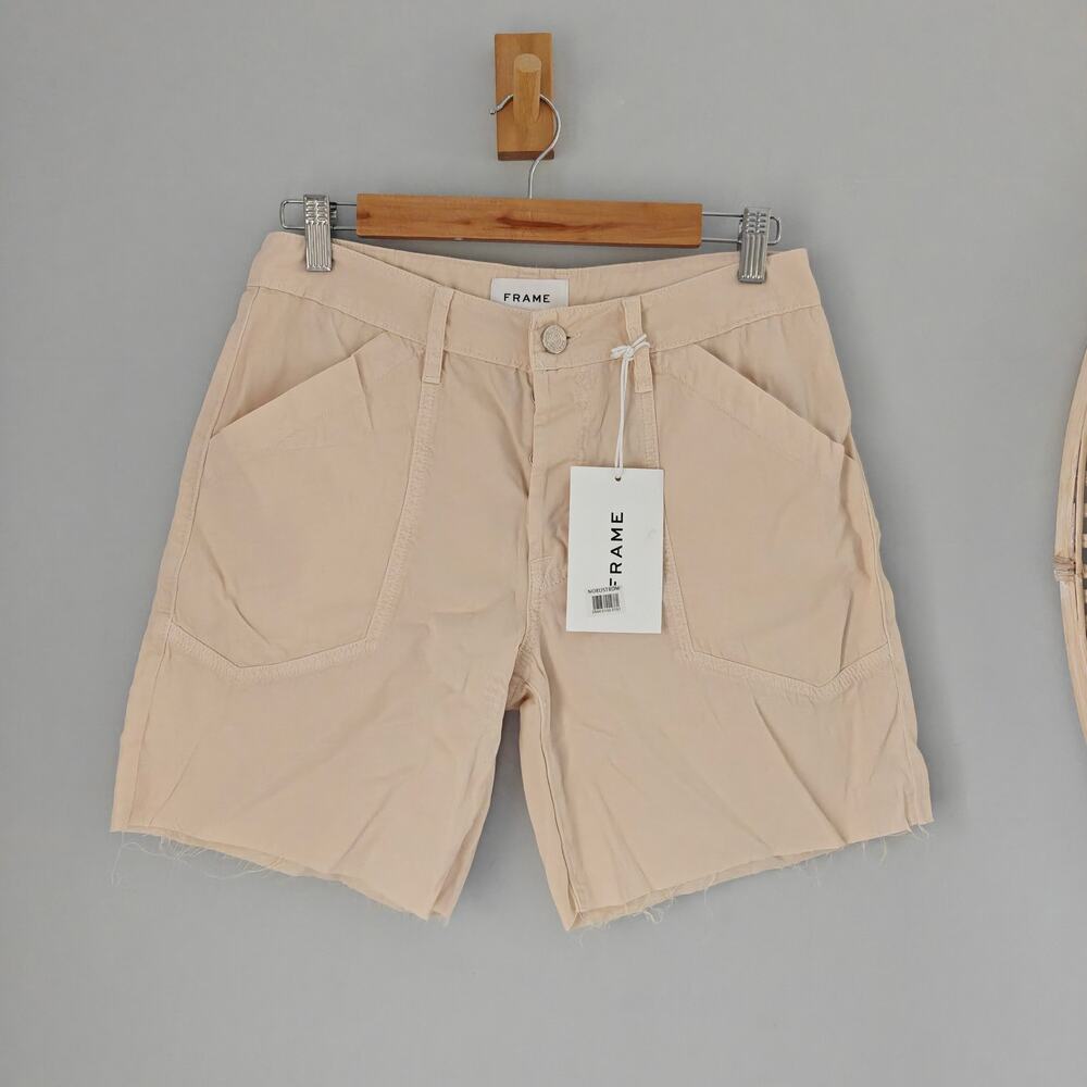 NWT FRAME Slouch Pocket Shorts Washed Nude Pink Size 26 Raw Hem